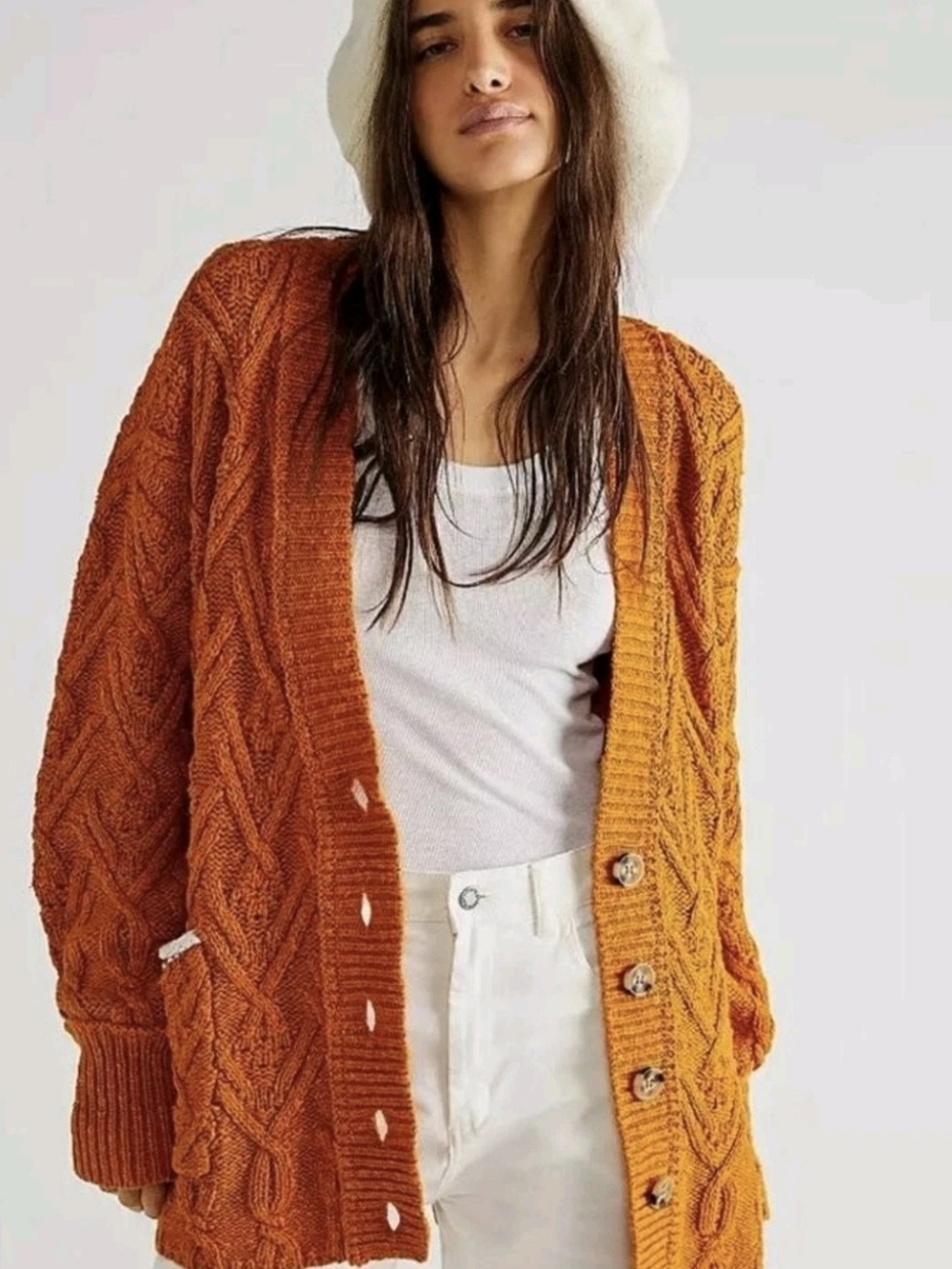 NWT Free People Montana Cable Cardigan - Size XS